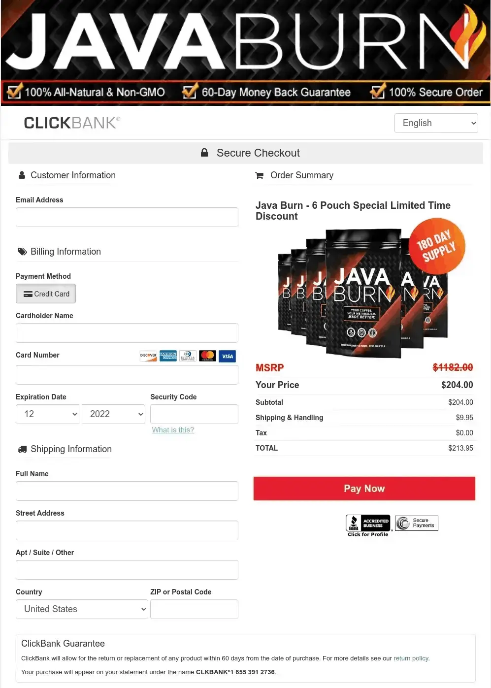Java Burn Checkout